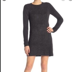 Max studio sweater dress stretchy mini grey black raglan sleeve Size s